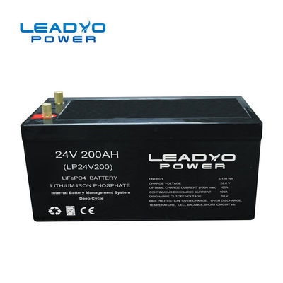 Smart LiFePO4 Deep Cycle-batterijpak, 24V 200Ah oplaadbare lithiumbatterij