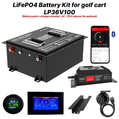 36V 100Ah 200Amp 36,8V Bluetooth LiFePO4 Lithium golfkar batterij conversiekit