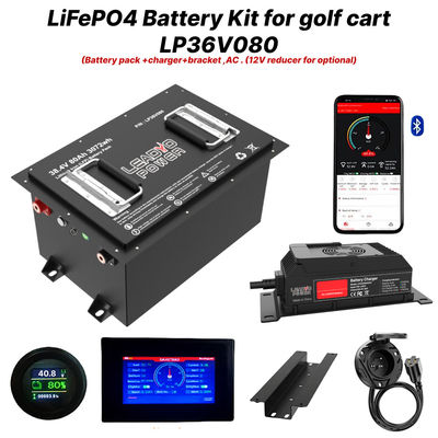 36V 80Ah 150Amp (36,8V) Bluetooth LiFePO4 Lithium golfkar batterijafdekkingsset