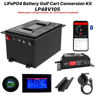 Goede prijs 48V 105Ah 51.2V2 250Amp LiFePO4 Golf Cart Battery Conversion Kit, 5 jaar garantie online